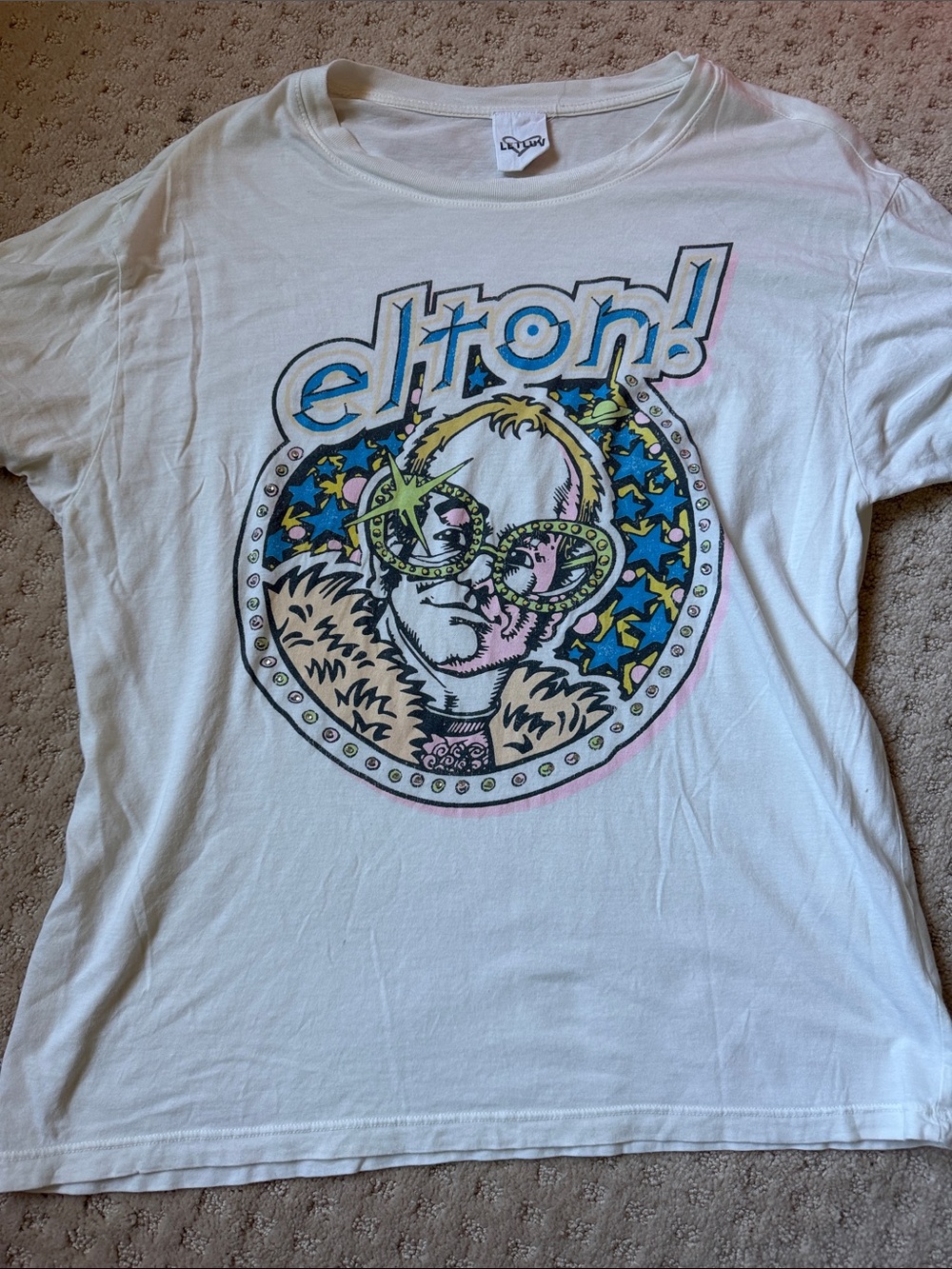 Letluv Elton! Graphic embellished White Band Tee